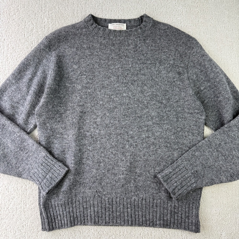 Lord Jeff The Moors Sweater Mens L Gray Shetland Wool Crewneck Made in USA